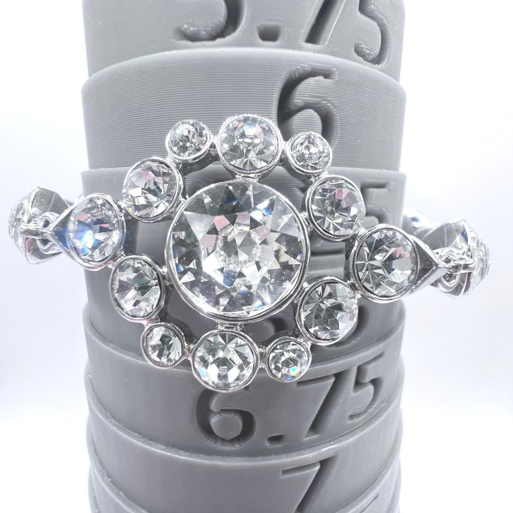 Givenchy Rhinestone Bracelet Clear Glass Bezel Set Prom Wedding Silver Tone 1X7"